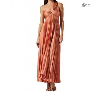 Astr One-Shoulder Peach Dress